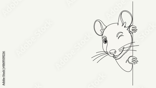 smiling mouse peeking from behind a wall