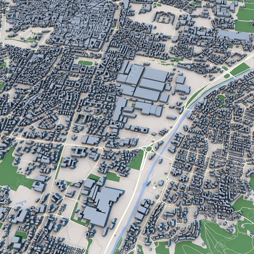 Brescia City Italy 3D Rendering Map