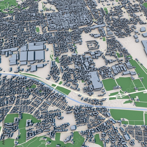 Brescia City Italy 3D Rendering Map