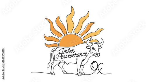 Perseverance cow logo with sun