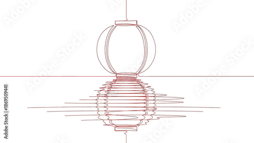 Red wireframe light bulb reflection