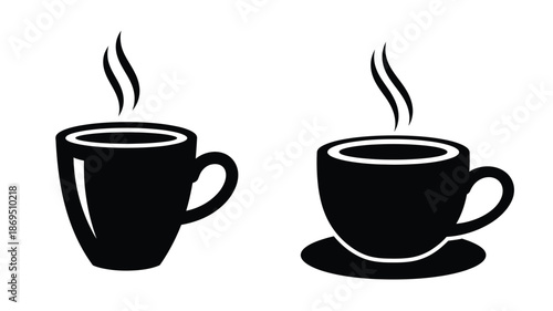 Two steaming cups of coffee in a simple elegant silhouette