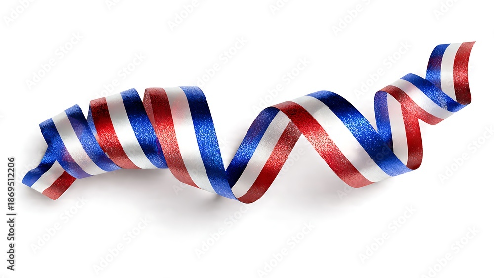Obraz premium Colorful ribbon spiraling helix design with red, white, and blue stripes