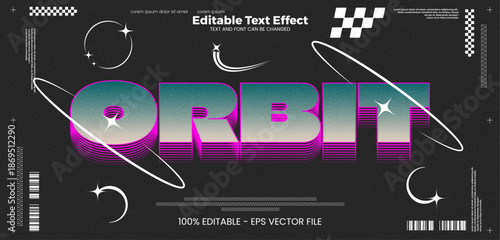Orbit Y2k effect editable text effect in modern trend style