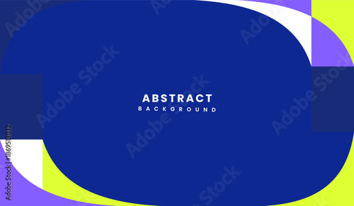 Neon green and purple abstract geometric vector design with blue background premium vector