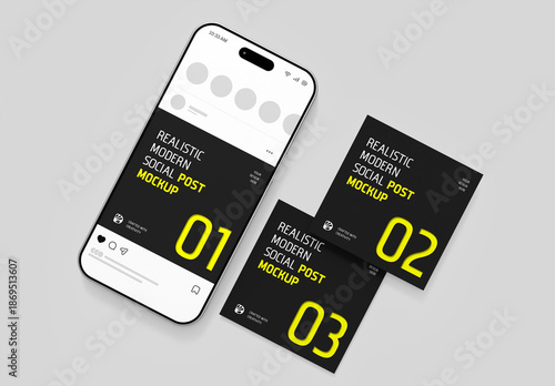 Social Media Square Post Mockup with Banner