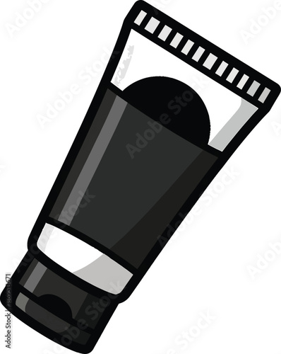 A black and gray tube of cream or lotion