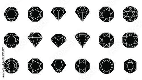Geometric diamond shapes in a repeating pattern black and white silhouette