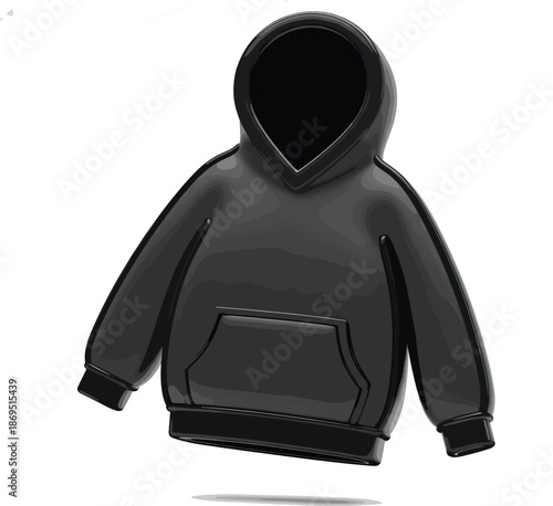 A black hoodie with a shiny appearance