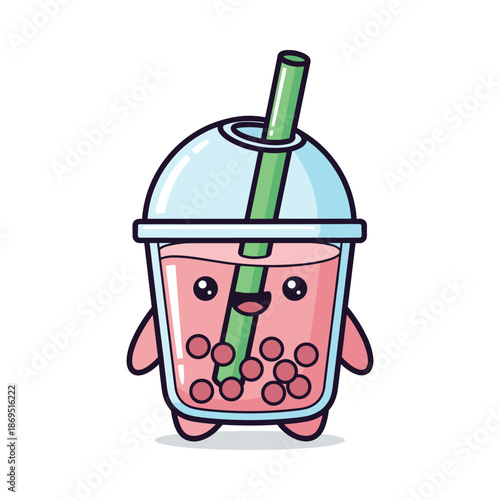 Kawaii Bubble Tea Character Illustration