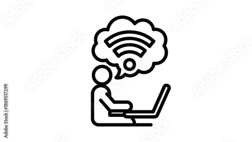 Person Thinking About Wifi Connection on Laptop