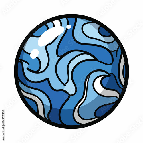 A cartoonish blue planet