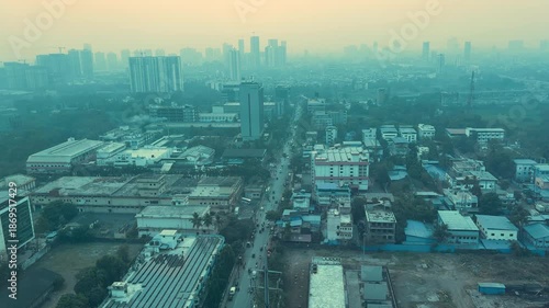 City skyline aerial view of  Navi Mumbai, India