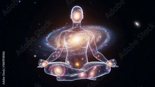 Meditating Person with Glowing Chakras.
