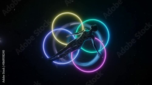 Person Performing Neon Ring Tricks.