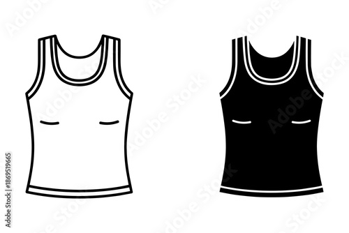 Two sleeveless tank tops with white trim on black and white background tank sleeveless black tank white tank athletic wear