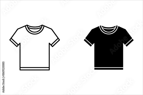 Two black and white t-shirts with striped sleeves and necklines