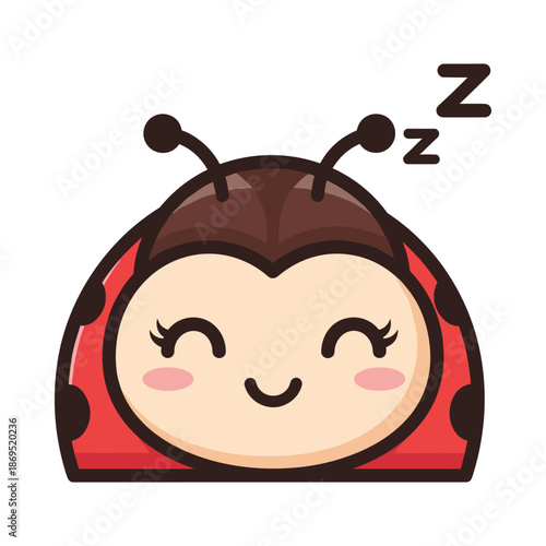 Adorable Ladybug Sleeping Cartoon Illustration