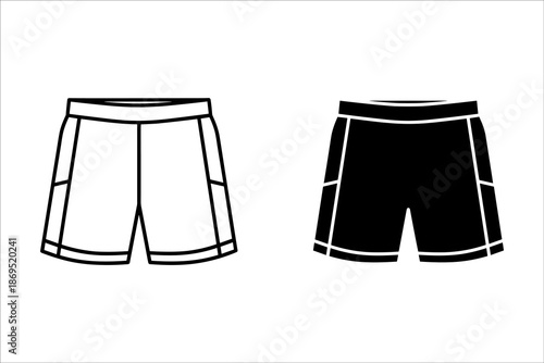 Two pairs of black and white athletic shorts with white stripes and seams black shorts white shorts
