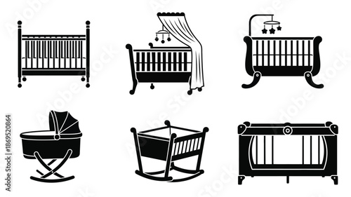 Baby furniture collection in black and white a minimalist silhouette