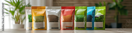 Wide Product Comparison of Multiple Fertilizer Types in Clear Packaging on Transparent Background