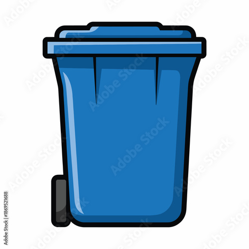 A blue trash can with a lid and pedal