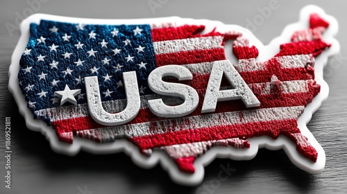 An artistic representation of the USA map blended with the American flag, symbolizing patriotism, national identity, and unity, perfect for use in various patriotic themes and designs.