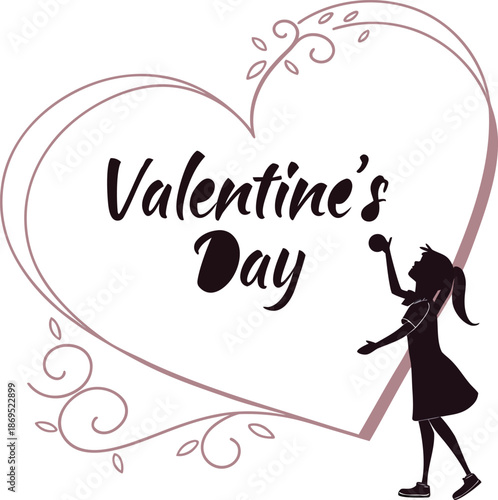 Happy illustration of a girl holding a heart with love and celebration design for greeting cards and holidays