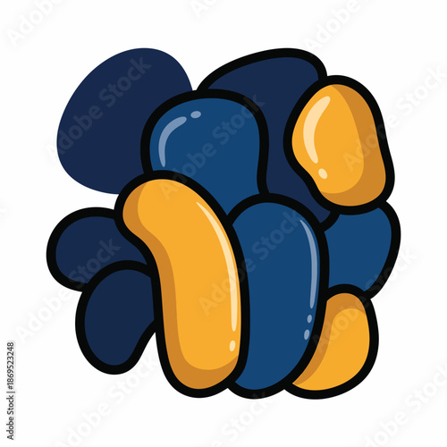 A cluster of abstract shapes