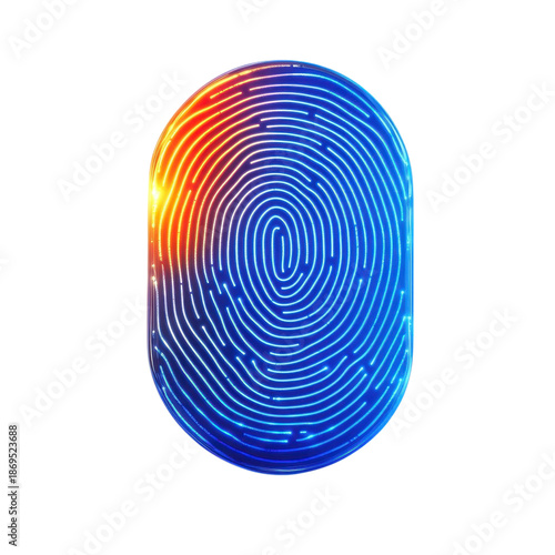 Wallpaper Mural Fingerprint in multicolored gradient with blue and orange hues in abstract digital illustration for biometric security isolated on transparent background Torontodigital.ca
