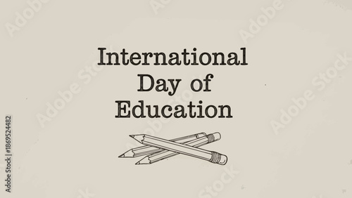 Celebrating International Day of Education with crossed pencils and learning materials in a simple illustration