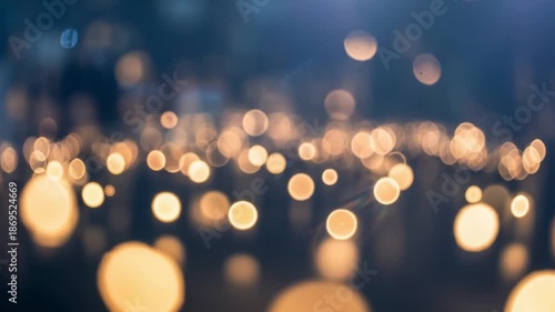 Cinematic Bokeh Lights Background Image - Soft Focus Golden Lights on Dark Blue Background Photo 4k hd video download