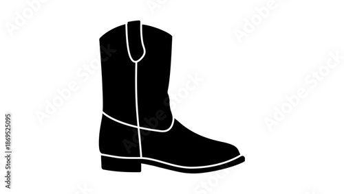 Suede Cowboy Boots, black isolated silhouette