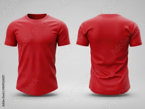 Red tshirt mockup on gray background for design and branding purposes
