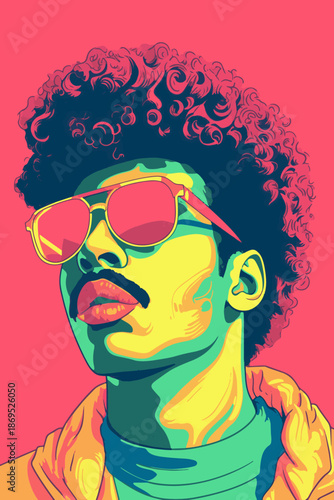 Abstract colorful funky graphic design portrait of a Black male