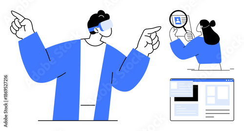 Identity verification. Digital processes ensure authentication and secure personal data in a virtual environment. Identity platform for online security, fintech, e-commerce, VR experiences