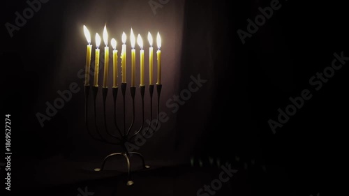 Hanukkah Menorah with Burning Candles