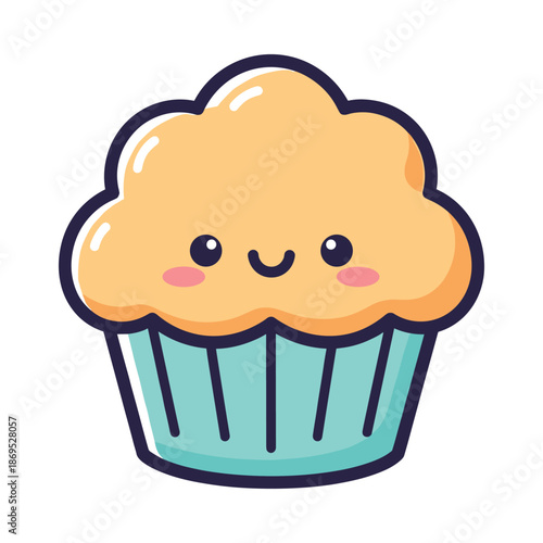 Cute Cartoon Cupcake Illustration