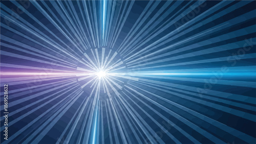 Futuristic digital background with glowing light burst, radial lines, and blue purple beam isolated PNG with Transparent Background