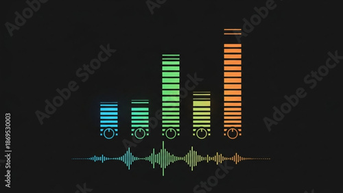 Colorful Sound Wave Bars on Black Background