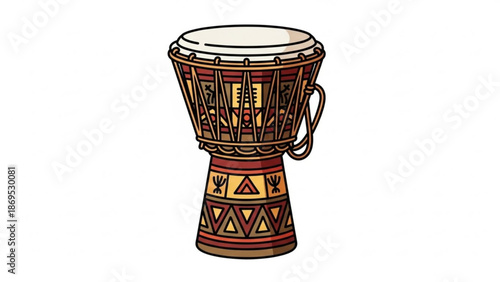African Djembe Drum Isolated on White Background
