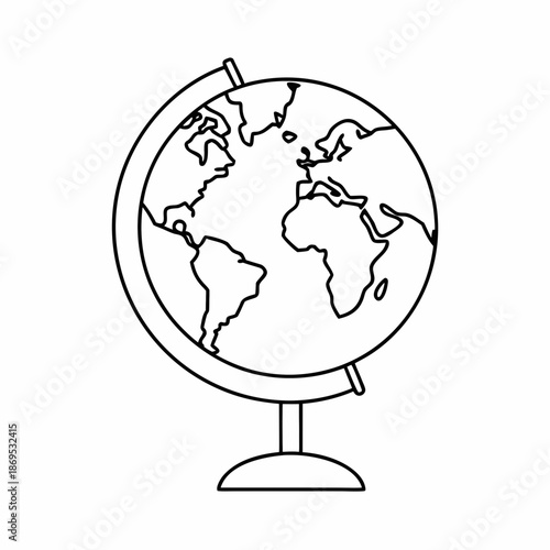 Globe Vector Icon – Clean Outline World Map Design