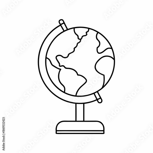 Globe Vector Icon – Clean Outline World Map Design