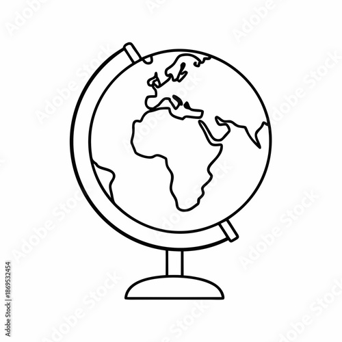 Globe Vector Icon – Clean Outline World Map Design