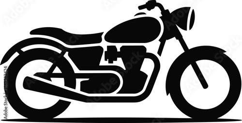Side view silhouette of a motorcycle on white background motorbike bike