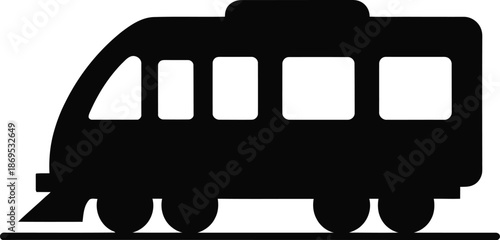 Side view silhouette of a train on white background locomotive railway
