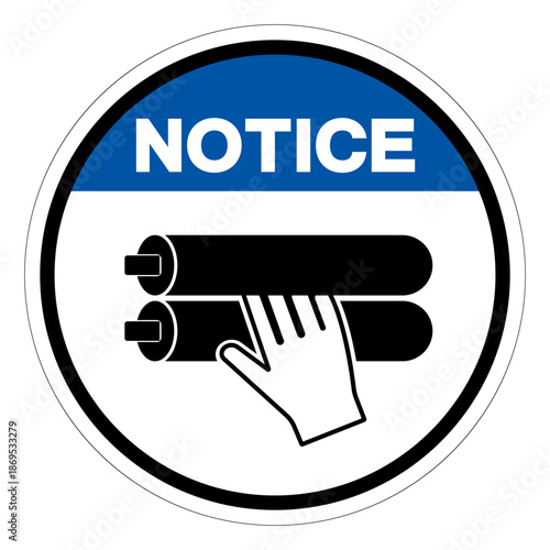 Notice Hand Entangle Rollers Symbol Sign, Vector Illustration, Isolate On White Background Label. EPS10