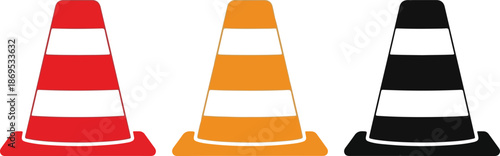 Traffic Cone vector icon collection.eps