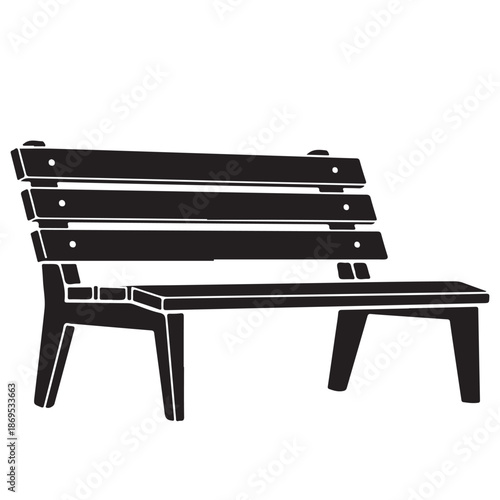 Silhouette of a Black Wooden Park Bench
