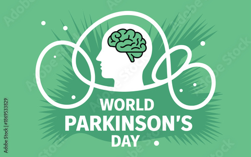 World Parkinson's Day awareness illustration with green background